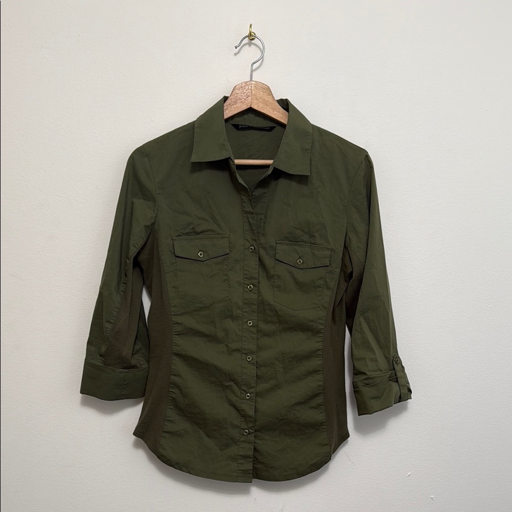 Zac & Rachel Green Button Down 3/4 Shirt